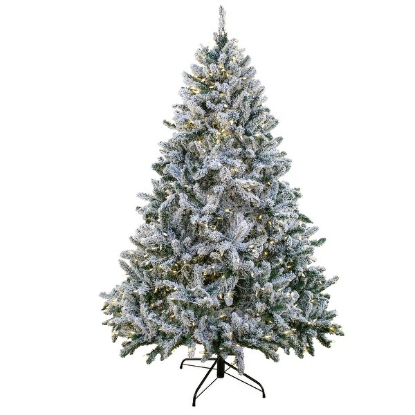 National Tree Company 6.5 ft. Prelit Artificial Snowy Hudson Hinged Tree with PowerConnect，550 Dual Color LED Lights