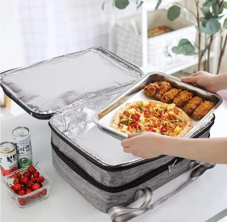 Insulated Expandable Dual Compartment Casserole Carrier for Potluck Parties Picnic Beach Travel Hiking Camping