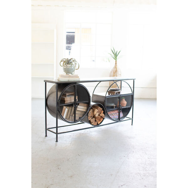 Black Iron and Glass Circle Console