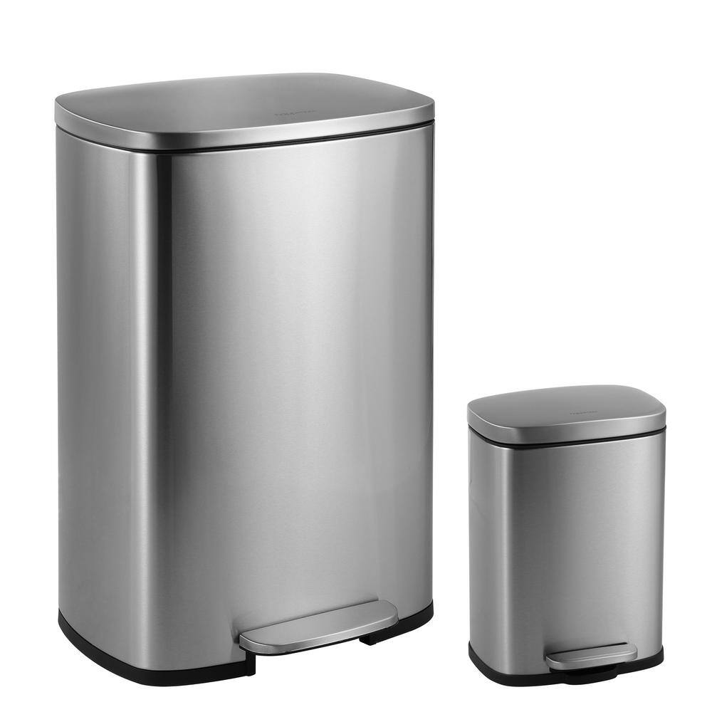 happimess Connor Rectangular 13 Gal. Stainless Steel Trash Can with Soft-Close Lid and Free Mini Trash Can HPM1006A