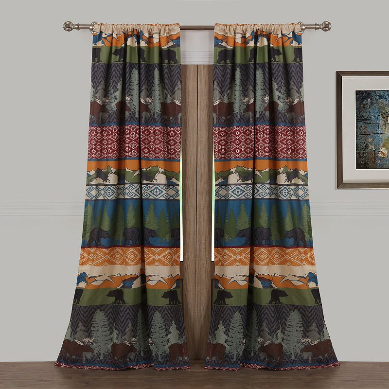 Greenland Home Fashions 2-pack Black Bear Lodge Window Curtains