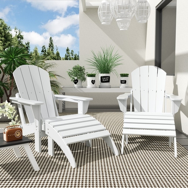 Polytrends Laguna Hdpe All Weather Outdoor Patio Foldable Adirondack Chairs With Ottomans (5Piece Set)