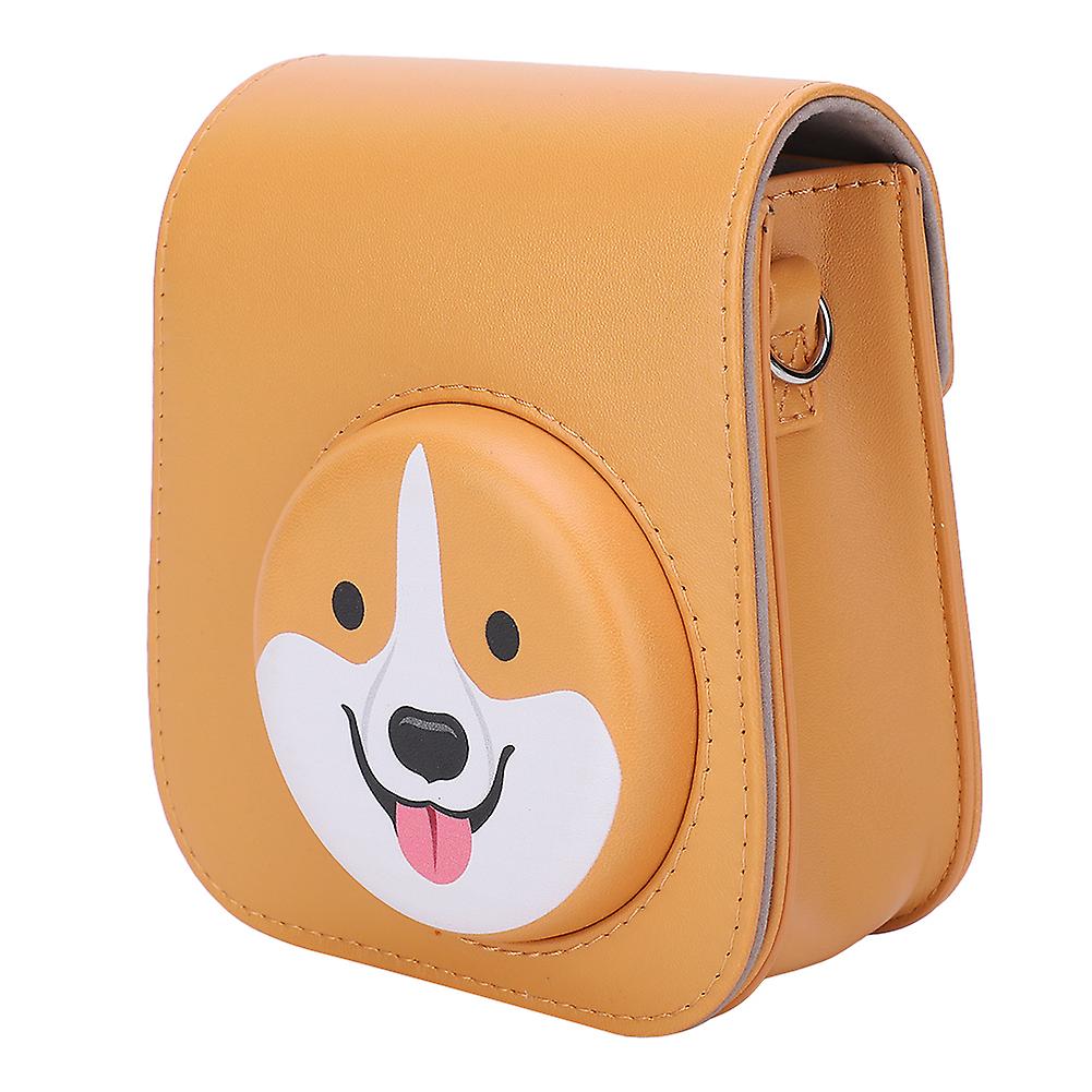 Pu Vintage Camera Bag Single Shoulder Messenger Storage Packet Fit For Mini11 Camerasyellow Dog