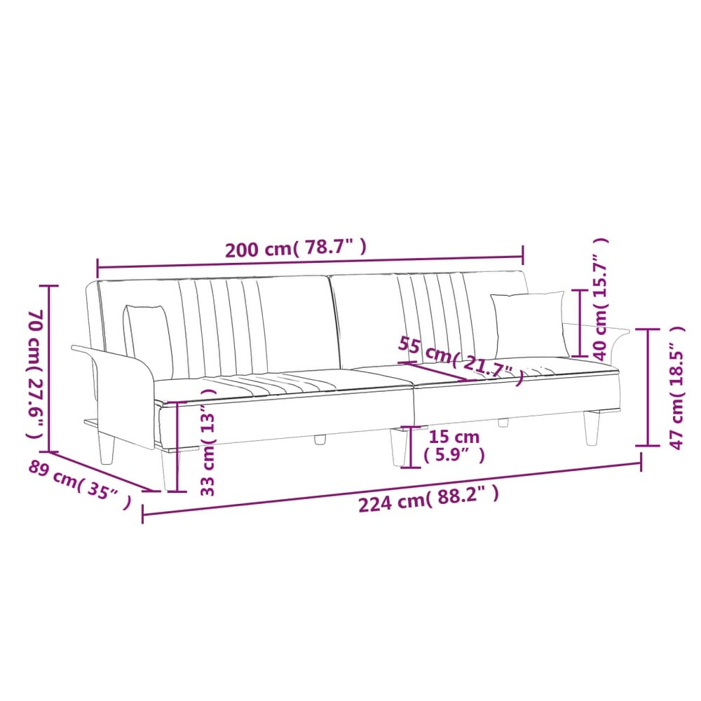 vidaXL Sofa Bed with Armrests Dark/Light Gray Fabric   88.2\