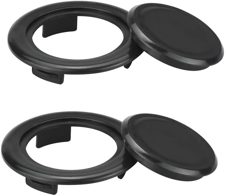 BUZIFU  2 Set Parasol Hole Rings Plastic Patio Umbrella Table Ring Standard Size Umbrella Hole Plug With 2 Pcs Decorative Tabletop Caps for Patio Umbrellas 1.65'' in Diameter or Smaller (Black)