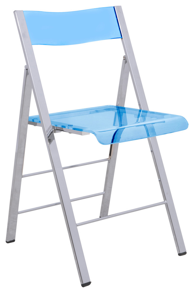 LeisureMod Menno Modern Acrylic Folding Chair Blue   Contemporary   Folding Chairs And Stools   by Uber Bazaar  Houzz