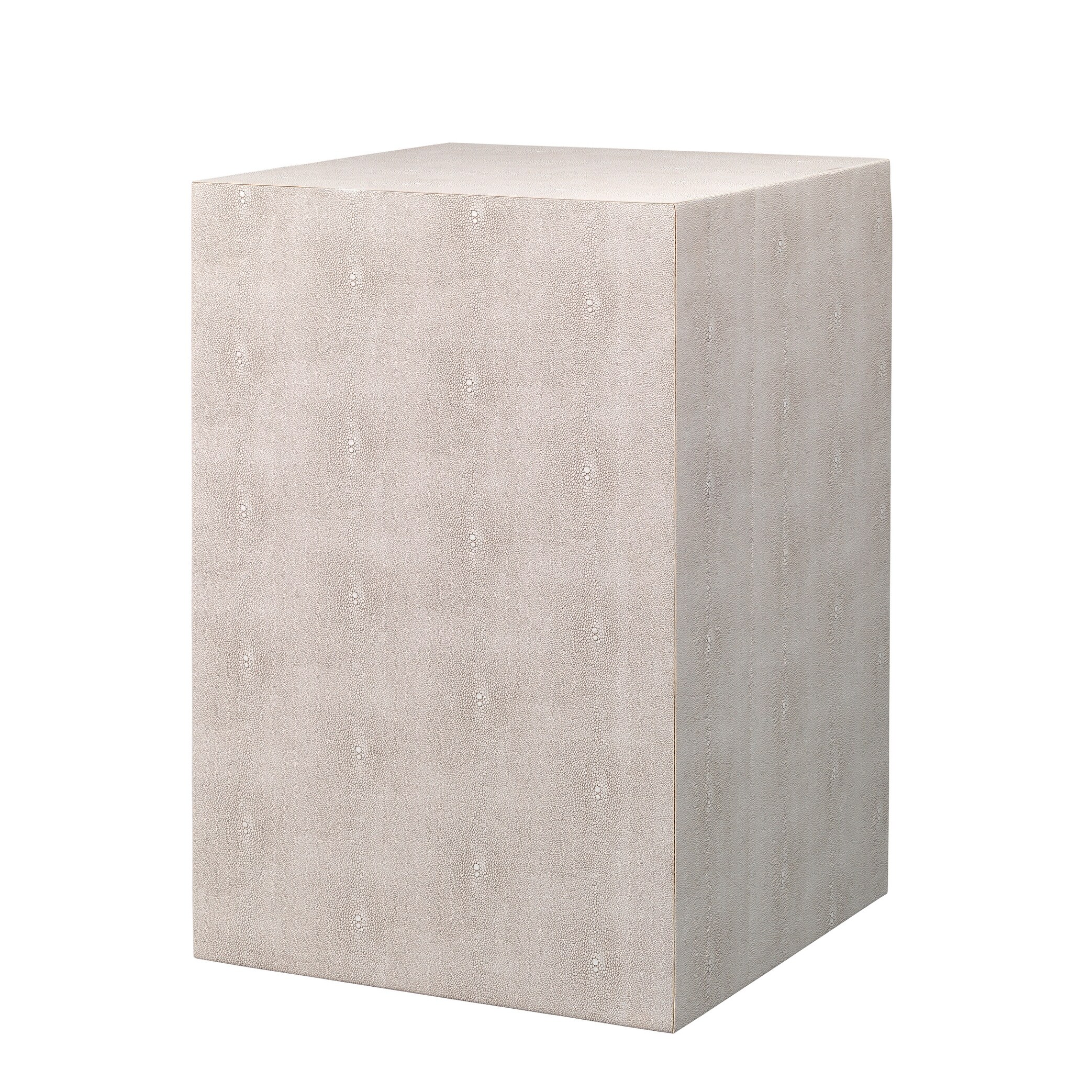 Alden Décor Esme Faux-Shagreen Square Side Table， Cream