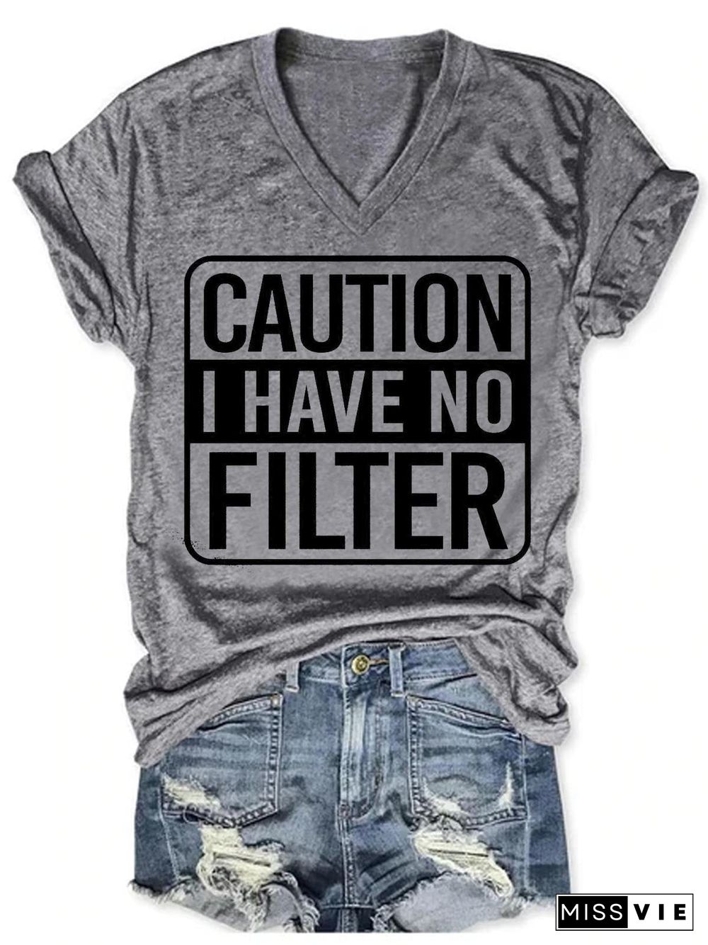 Women Caution I Have No Protection V-Neck T-Shirt