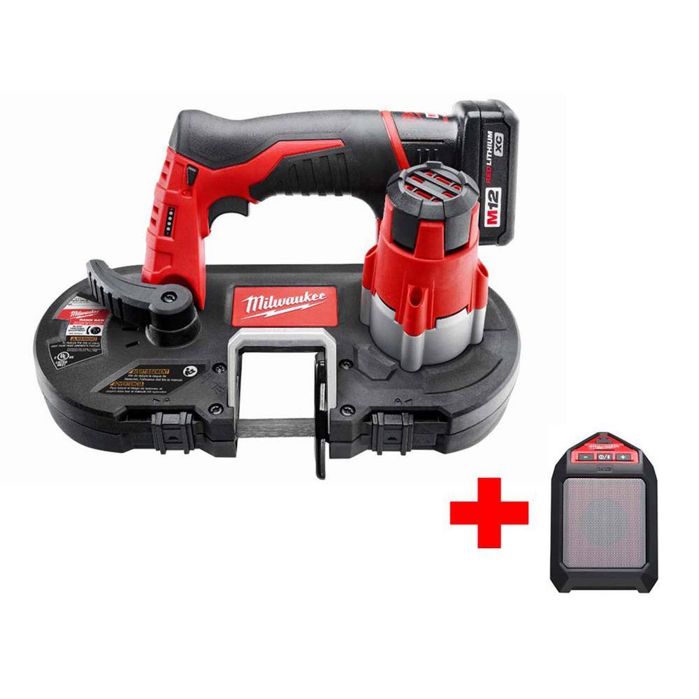 MW M12 12-Volt Lithium-Ion Cordless Sub-Compact Band Saw XC Kit with Free M12 Wireless Speaker 2429-21XC-2592-20