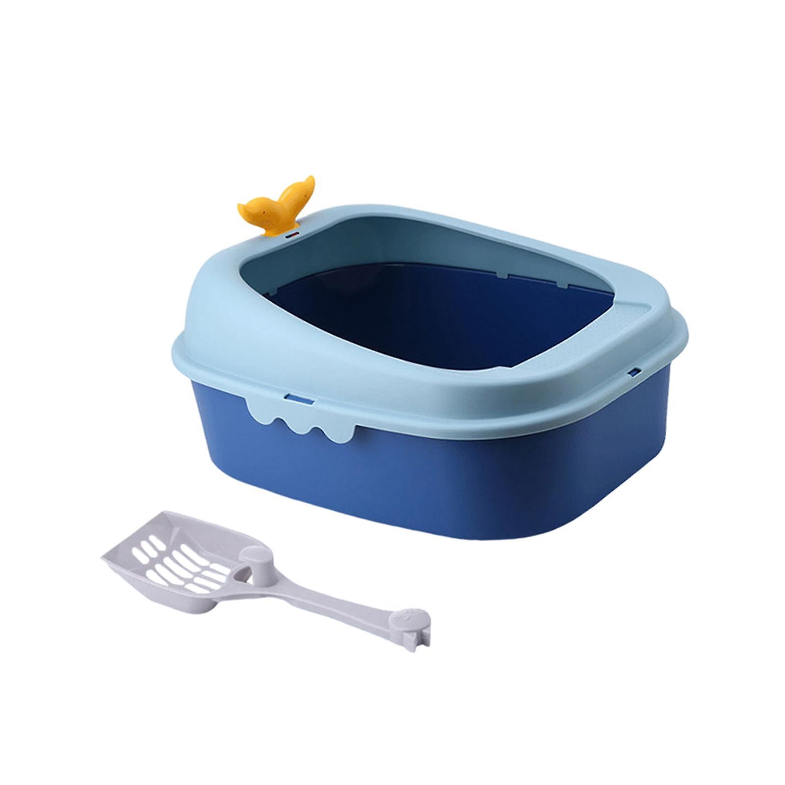 Kitten Toilet Open Top Pet Litter Tray Kitty Litter Pan For Cats Dog Kittens Blue S