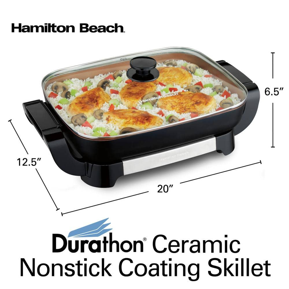 Hamilton Beach Durathon Ceramic 180 in. Black Electric Skillet with Removable Pan 38529