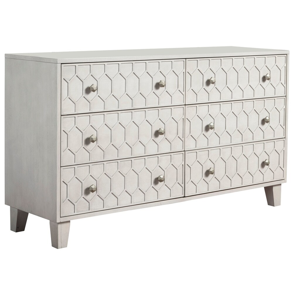 Origins by Alpine Denver Light Grey Six Drawer Wood Dresser