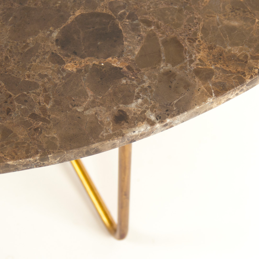 Bayley Coffee Table  Brown Top   Gold Leaf Base   Contemporary   Coffee Tables   by HedgeApple  Houzz