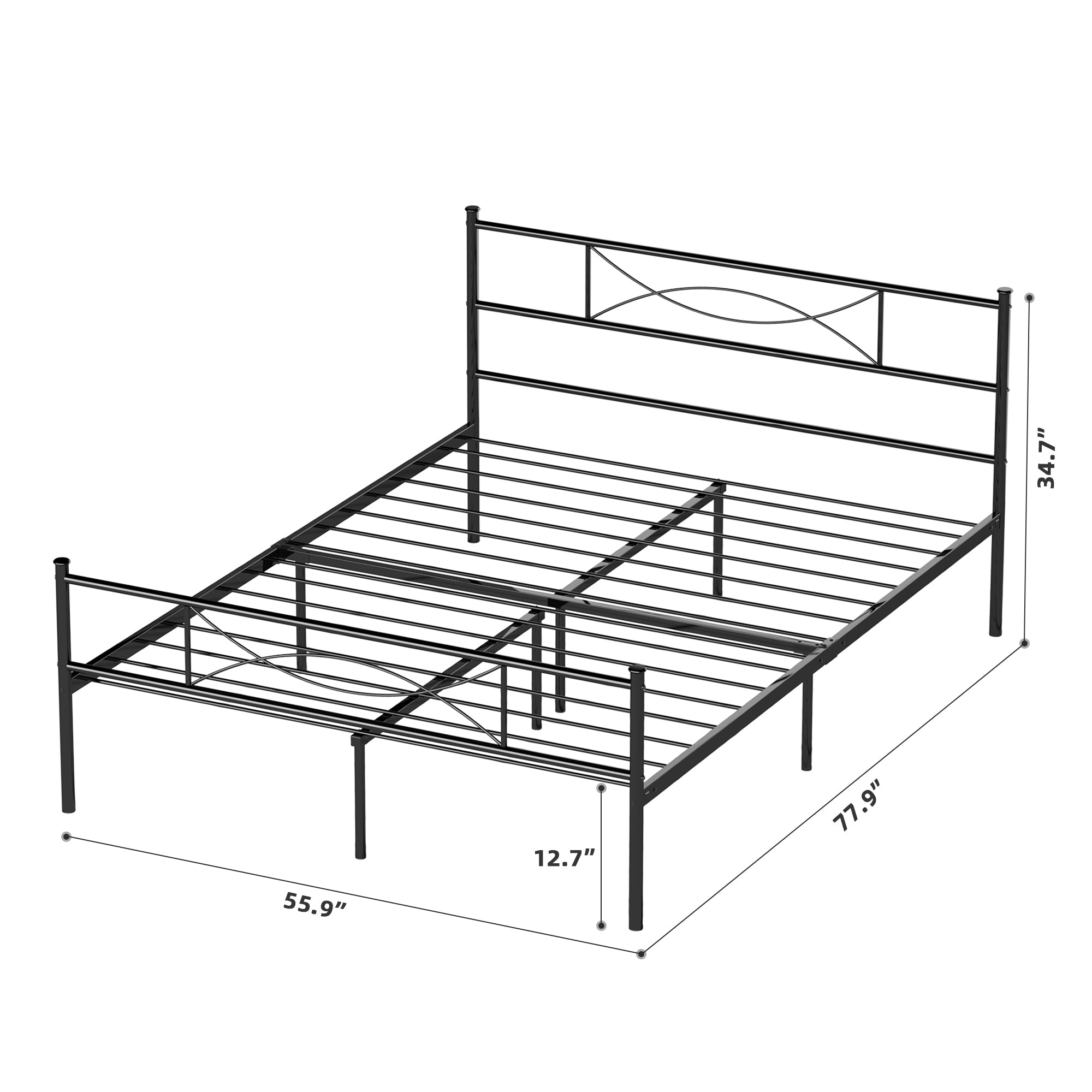 Teraves Metal Platform Bed and Headboard Twin, Full Size