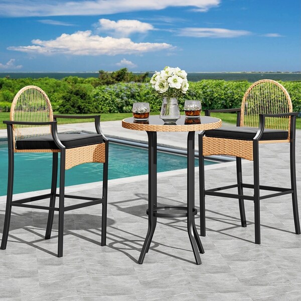 Moasis Round 2 Person Outdoor Bar Dining Set