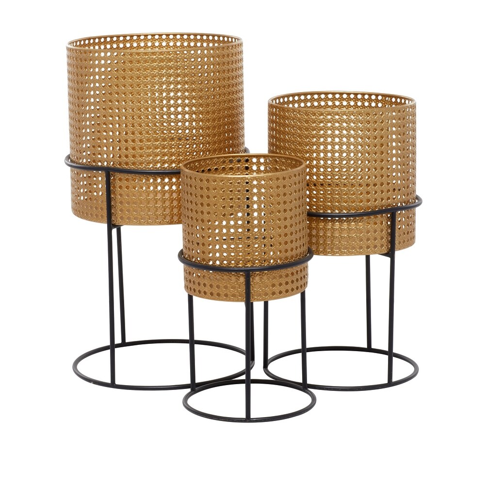 White Black or Gold Basket Style Glam Modern Planter Stands (Set of 3)   S/3 23\