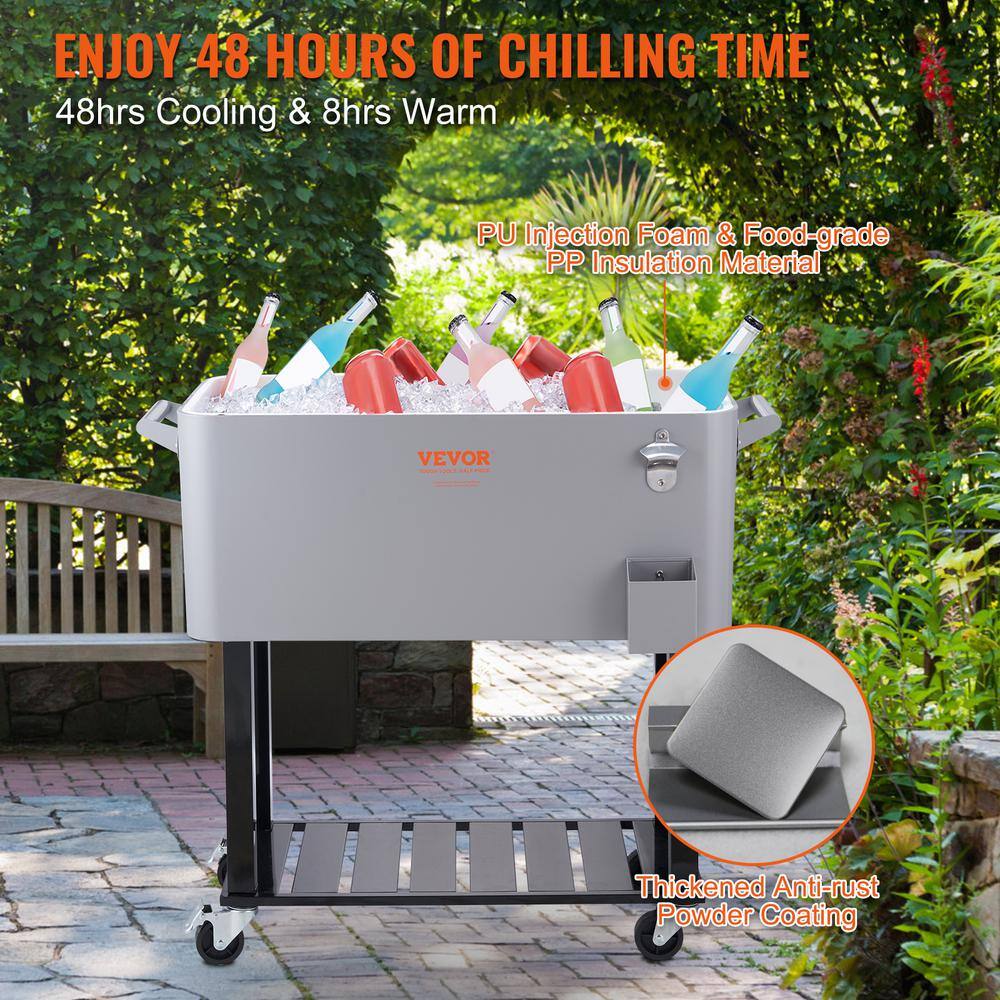 VEVOR Rolling Ice Chest Cooler Cart 80 qt. Portable Bar Drink Cooler Beverage Bar Stand Up Cooler FMPTHWLQTCK80JFAVV0