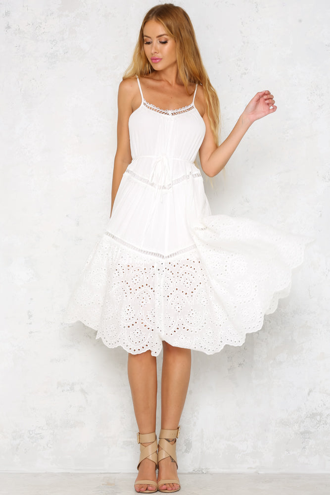 Got This Feeling Midi Dress White