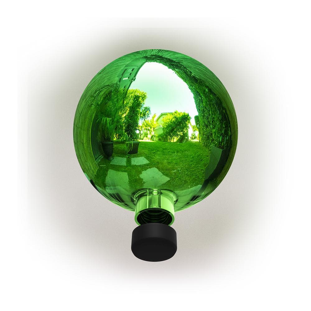 Alpine Corporation 10 in. Dia Indoor/Outdoor Glass Gazing Globe Festive Yard Decor, Green GLB292GN