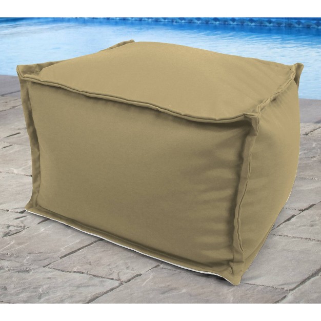 X 25 quot X 17 quot Outdoor Bean Filled Pouf ottoman In Sunbrella Canvas Heather Beige Jordan Manufacturing