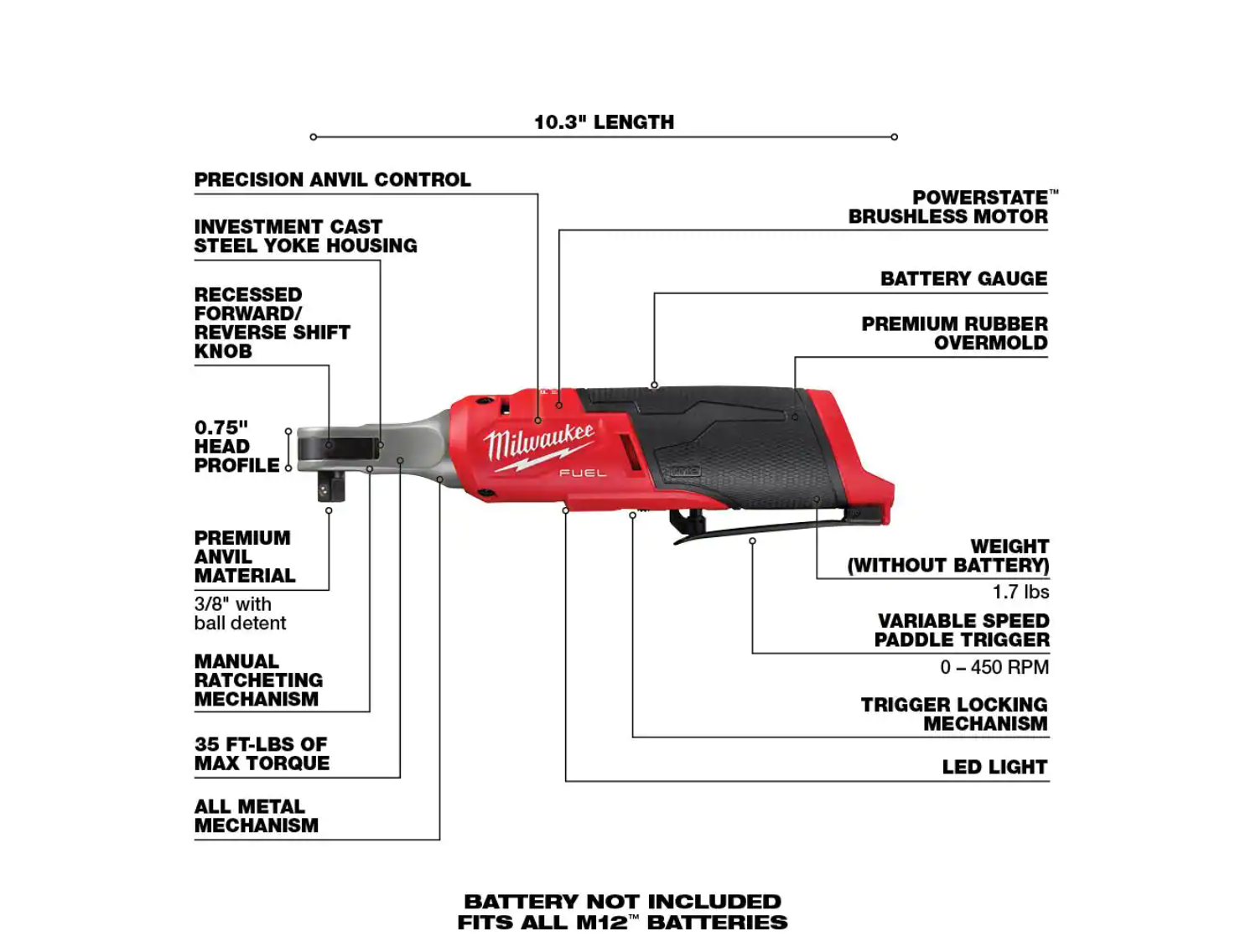 Milwaukee M12 FUEL 12-Volt Lithium-Ion High Speed 3/8 in. Ratchet w/ (1) 1/4 in. Right Angle and (1) 1/4 in. Straight Die Grinder (2567-20-2485-20-2486-20)