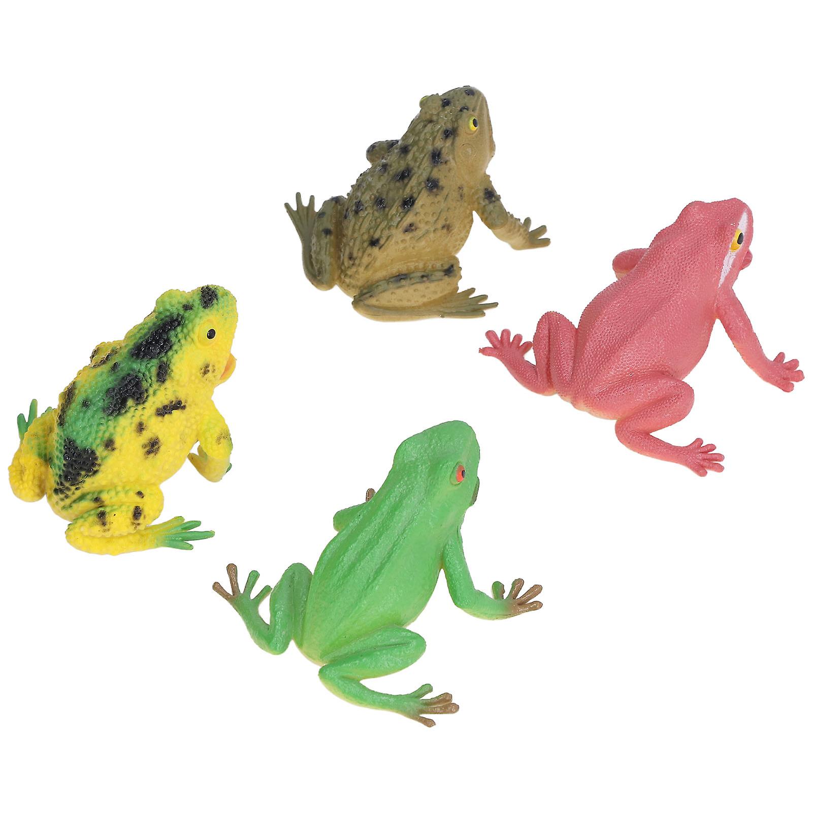 4pcs High Simulation Toad Model Bright Color Toad Toy Set Tricky Squeeze Toad Toys For Children