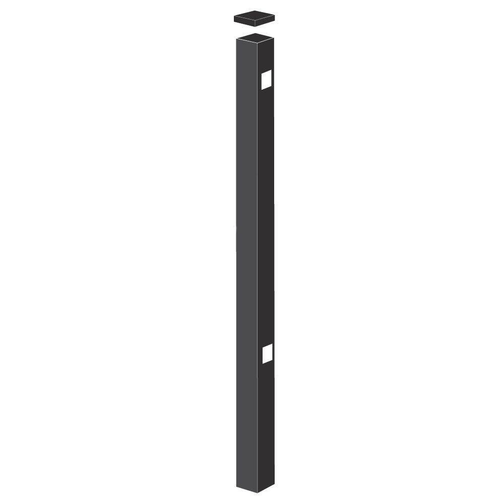 Barrette Outdoor Living 2 in. x 2 in. x 5-78 ft. Black Aluminum Fence End Post 73008712