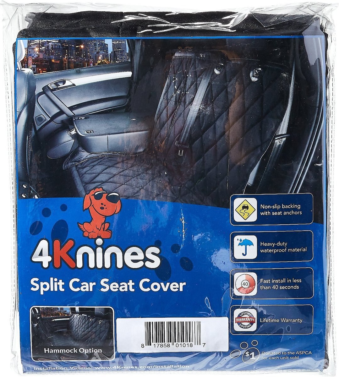 4Knines Split Rear Seat Cover with Hammock