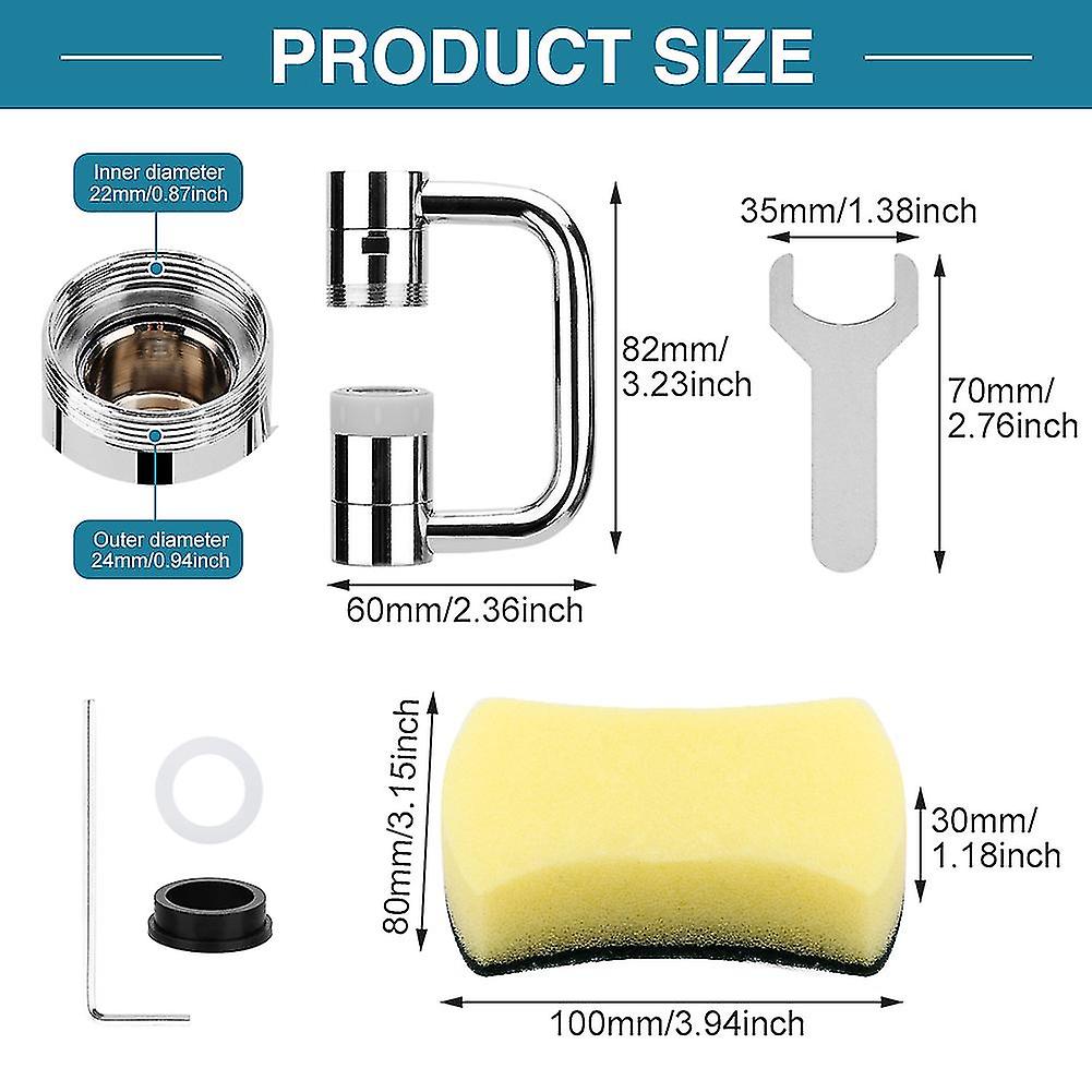 1080 Degree Two Outlet Modes Scrub Sponge Faucet Extender Set Universal Rotating