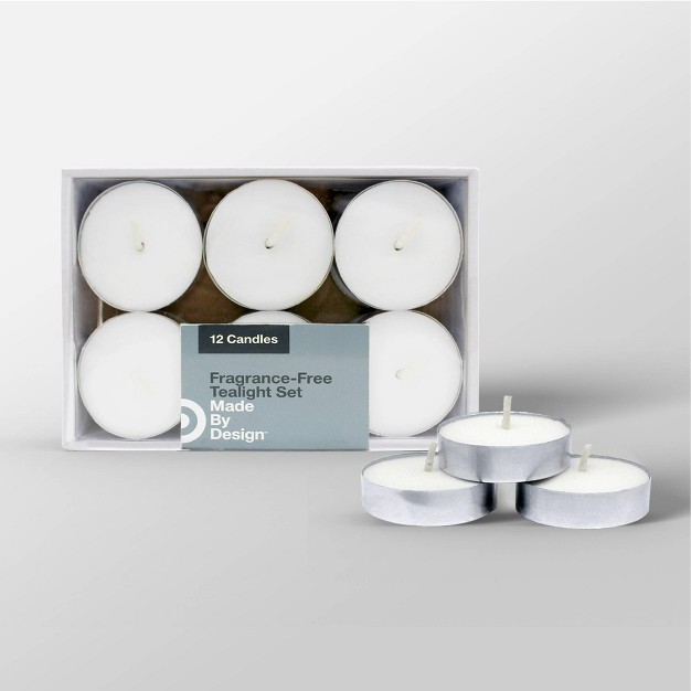 X 1 5 quot 12pk Unscented Tealight Candle Set White