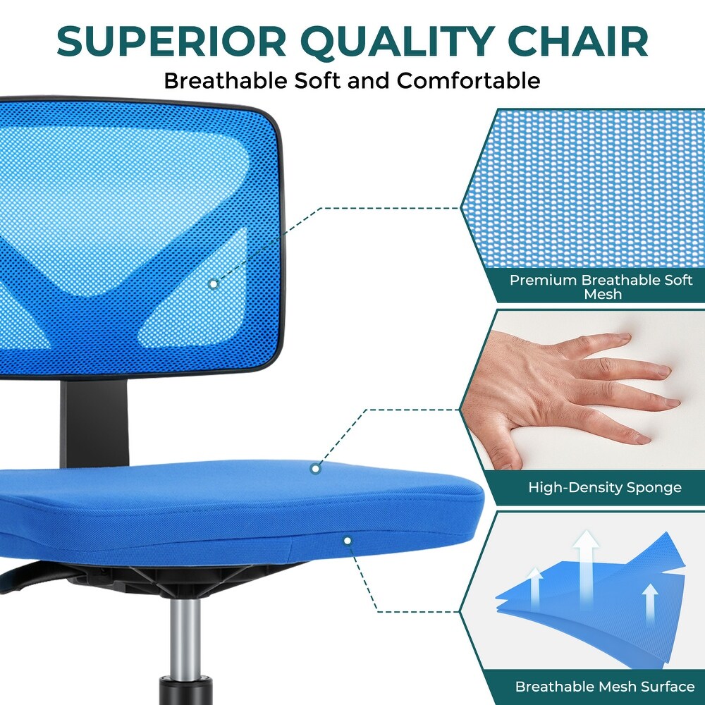 Armless Desk Chair Small Home Office Chair with Lumbar Support