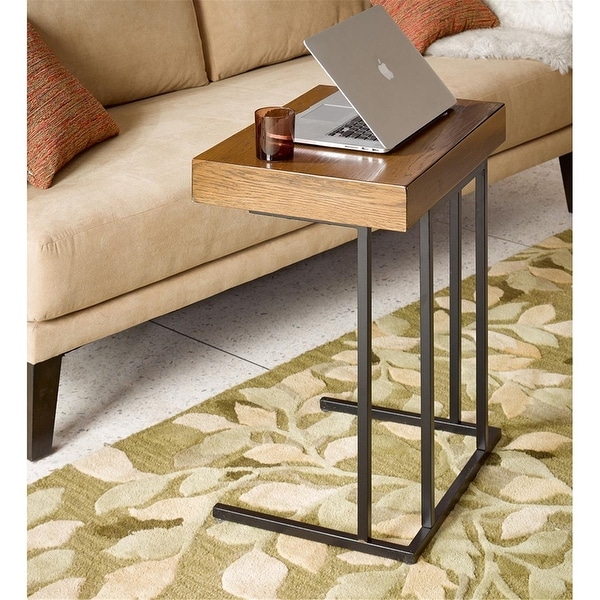 Wynn C Shape Metal Frame Pull Up Table with Drawer