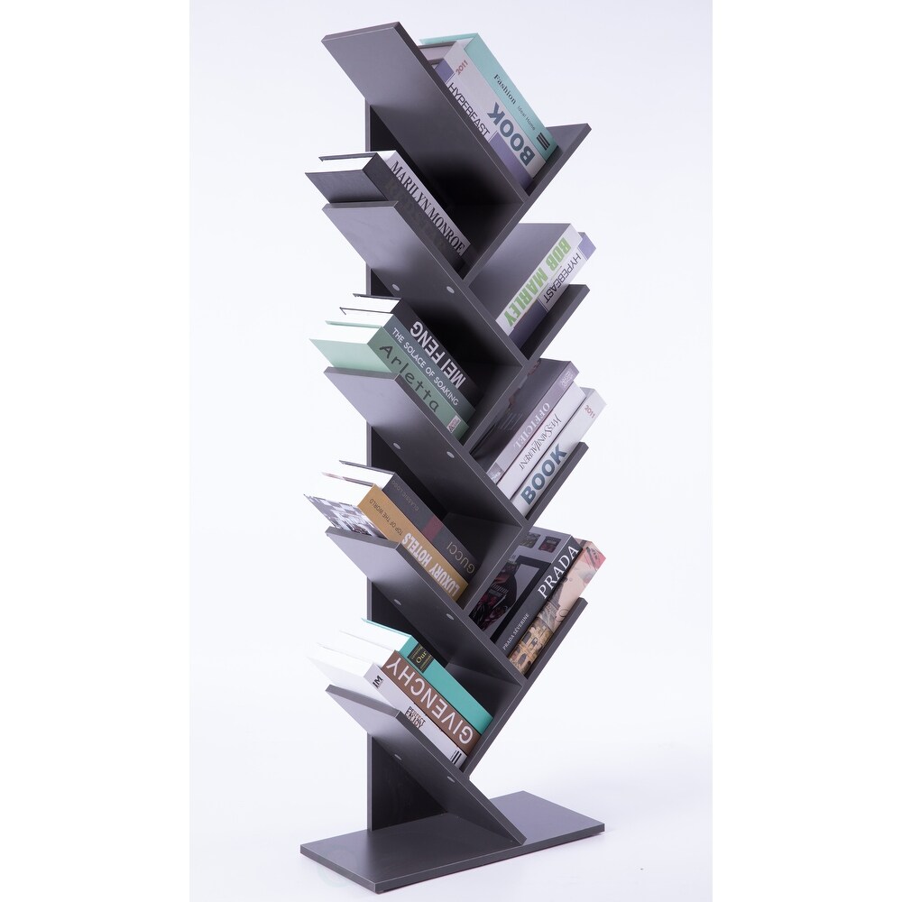 Carbon Loft Drake Wooden 9 shelf Tree Magazine CD Storage Bookcase