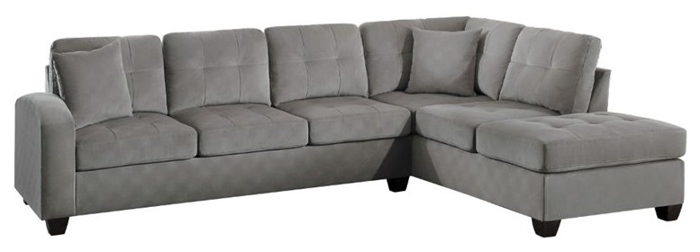 Lexicon Emilio Velvet Upholstered Reversible Sectional in Chocolate   Transitional   Sectional Sofas   by Homesquare  Houzz