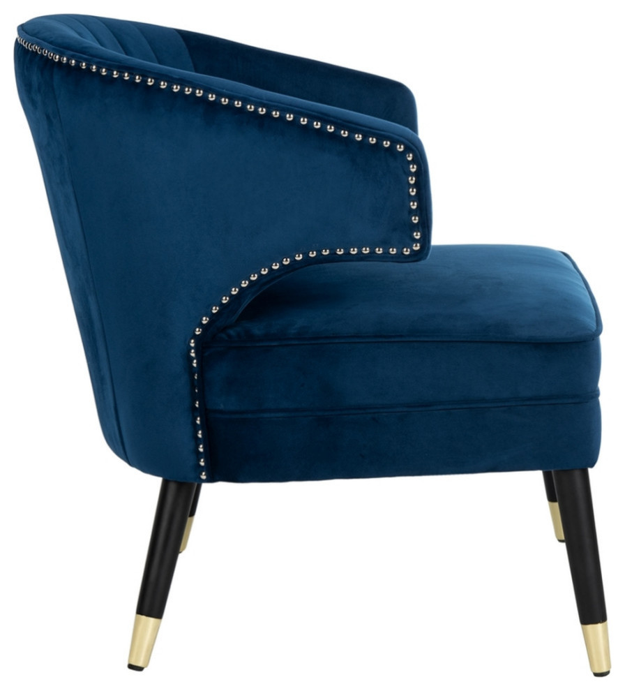 Zena Wingback Accent Chair Navy/Black   Midcentury   Armchairs And Accent Chairs   by V.S.D Furniture  Houzz