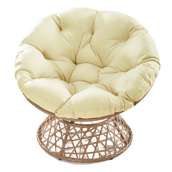 Cozywor Yellow Wicker Outdoor Patio Swivel Papasan Chair