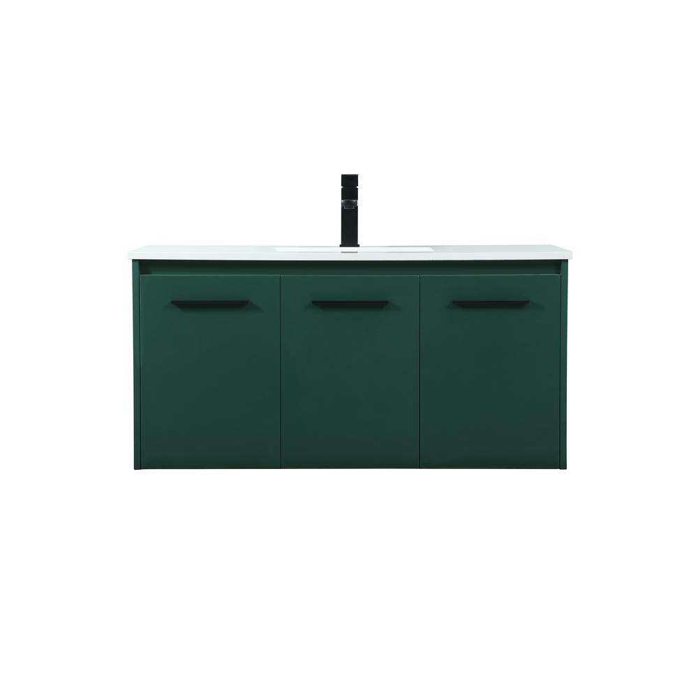 Simply Living 40 in. W x 18 in. D x 19.7 in. H Bath Vanity in Green with Ivory White Quartz Top SL133620MGN