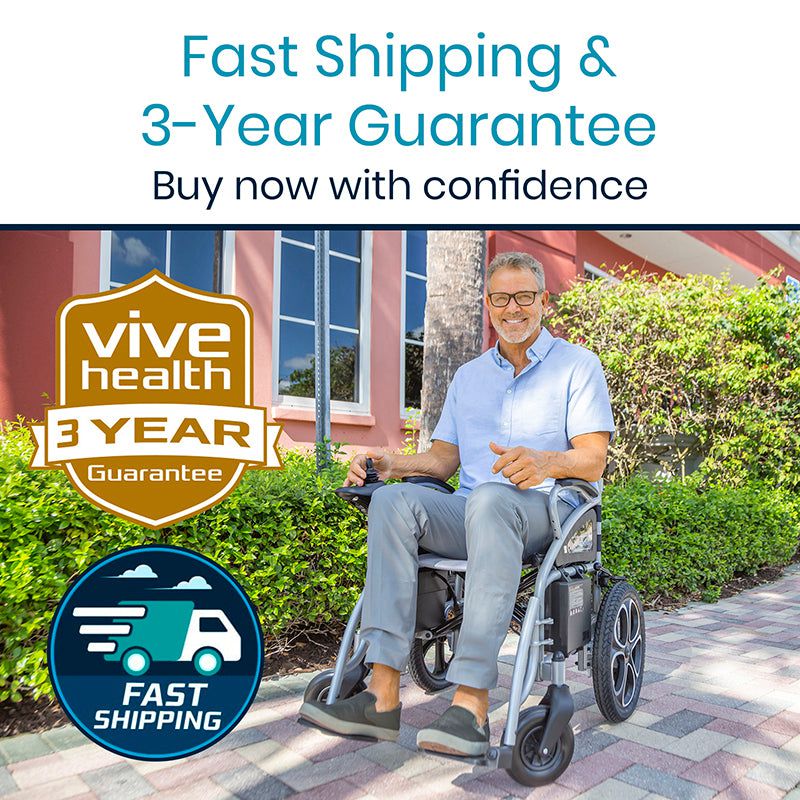 Vive Health Compact Power Wheelchair - Foldable Long Range Transport Aid