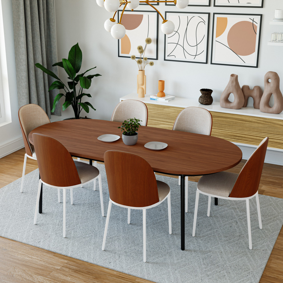 LeisureMod Tule Dining Chair with White Frame Set of 4   Midcentury   Dining Chairs   by LeisureMod  Houzz