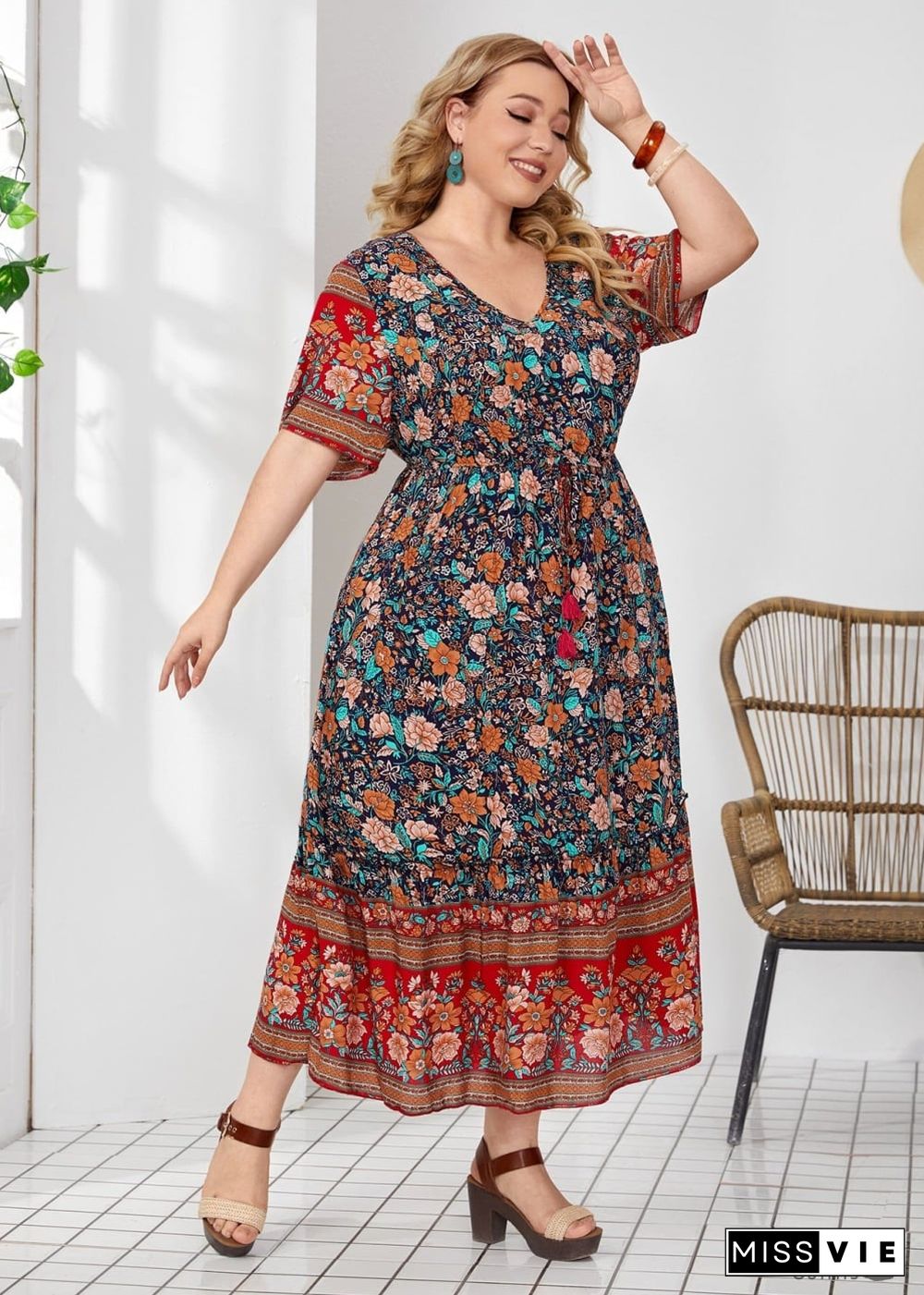 Boho Plus Size Pepper Maxi Dress For Women