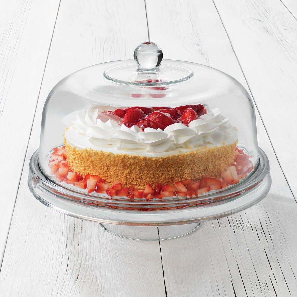 Libbey Selene 6 in 1 Multiuse Glass Server  Punch Bowl  Chip and Dip Bowl  Cake Stand