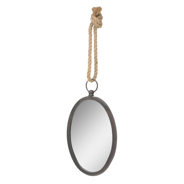 Large Oval Metal Wall Mirror With Rope Hanging Loop Stonebriar Collection