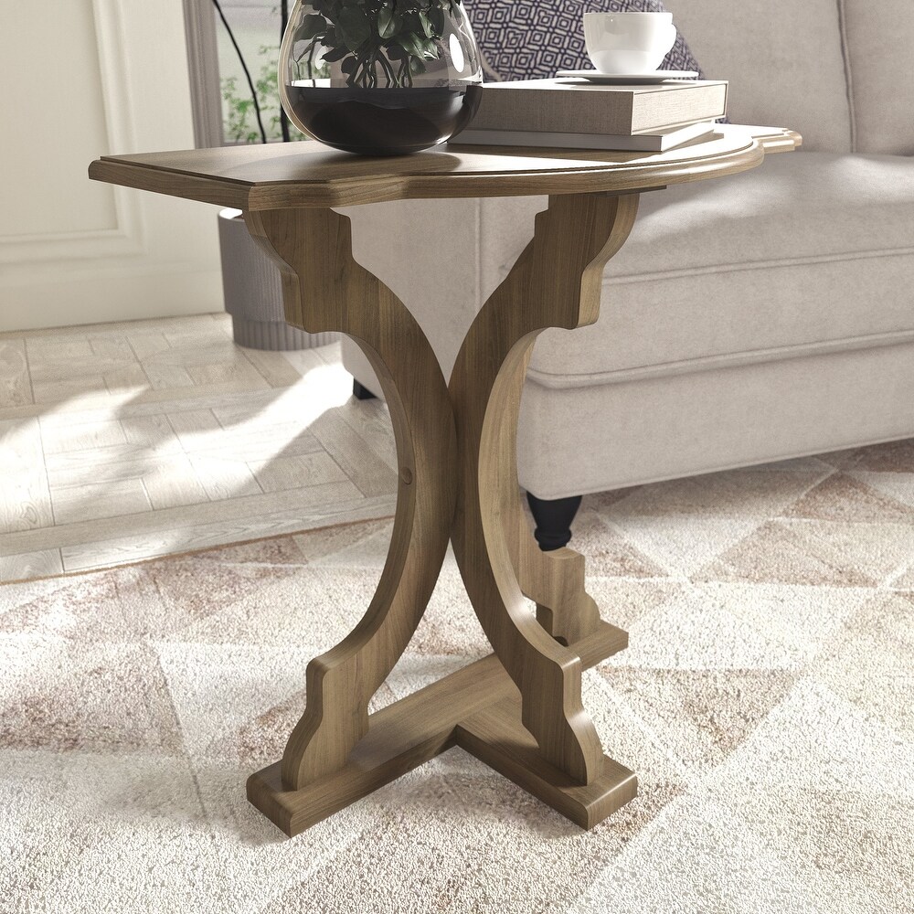 GALANO Doynton Half Moon Solid Wood Side Table