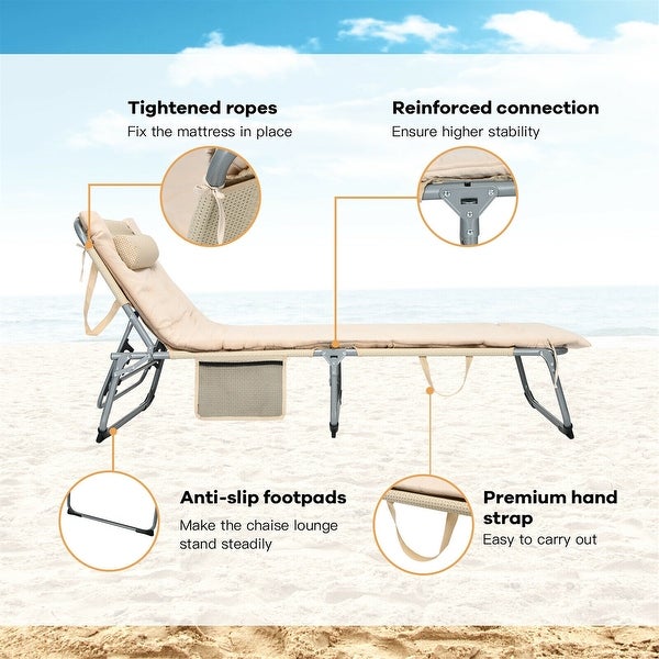 4-Fold Oversize Padded Folding Lounge Chair