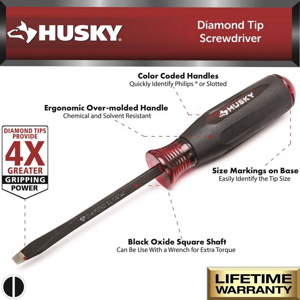 Husky Diamond Tip Magnetic Screwdriver Set (6-Piece) H6PCMDTSSD