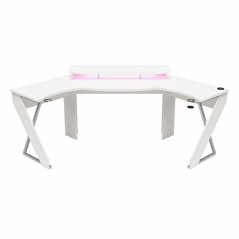 Ntense Xtreme Gaming Corner Desk and Riser and LED Light Kit Set