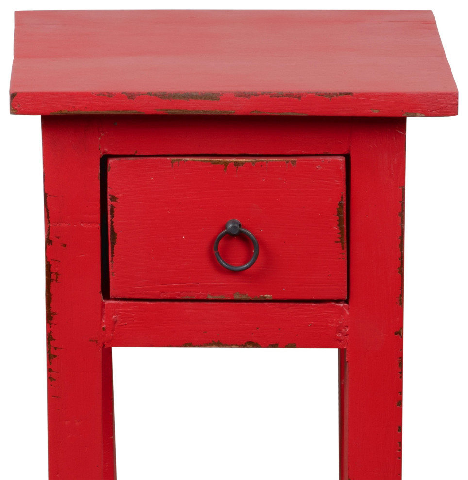 Sunset Trading Cottage Narrow Side Table  Distressed  Red   Farmhouse   Side Tables And End Tables   by VirVentures  Houzz