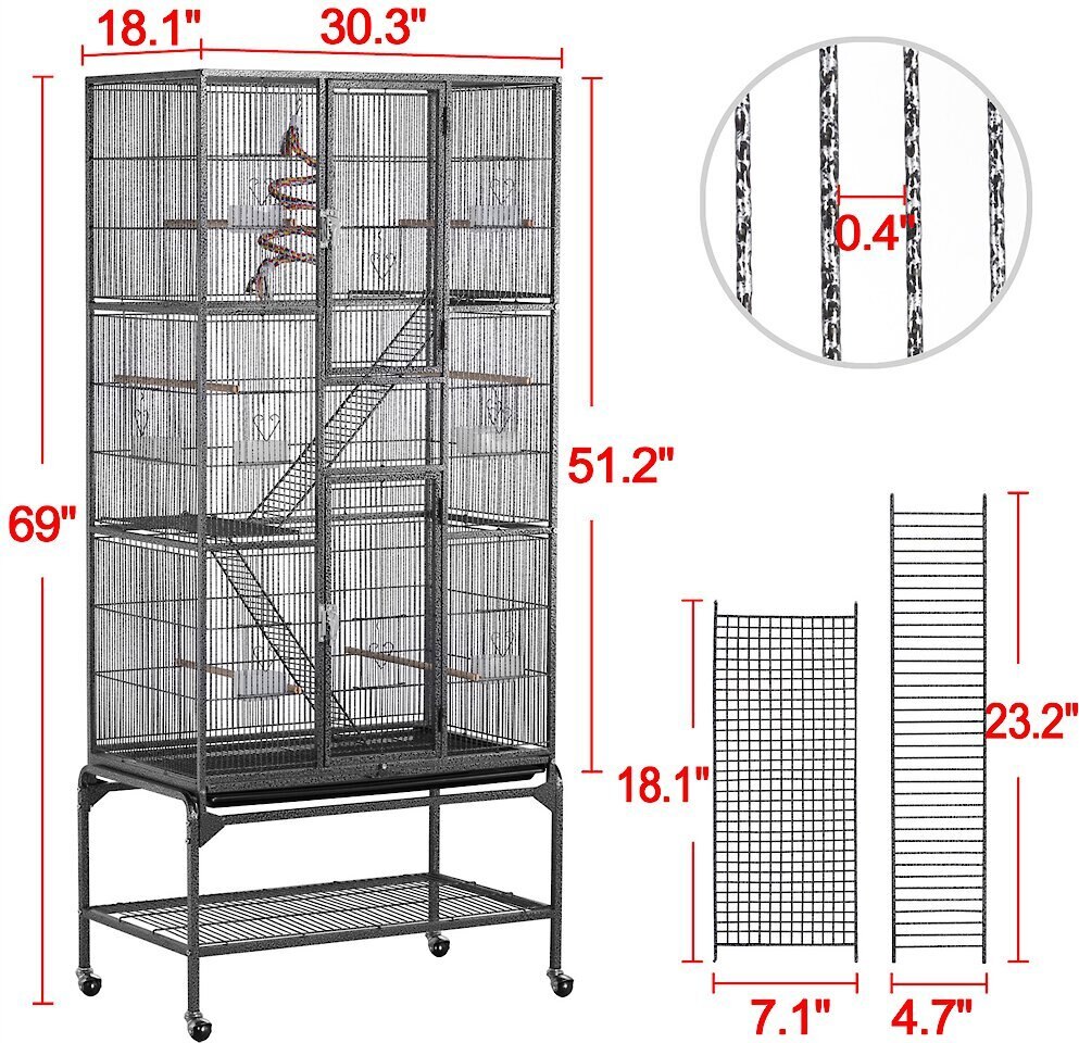 Yaheetech 69-in Parrot Cage with Detachable Stand