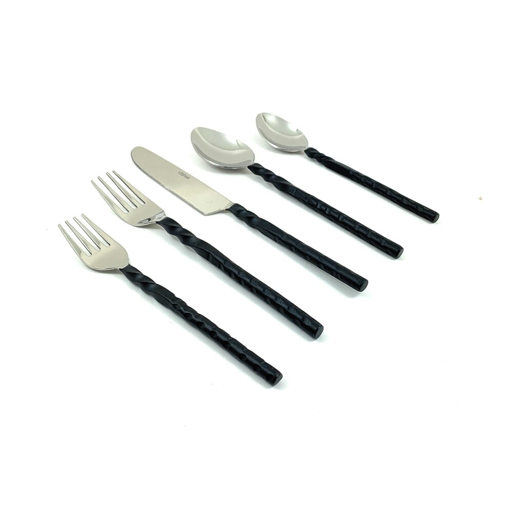 Vibhsa Black Stainless Steel Flatware Set of 20 PC