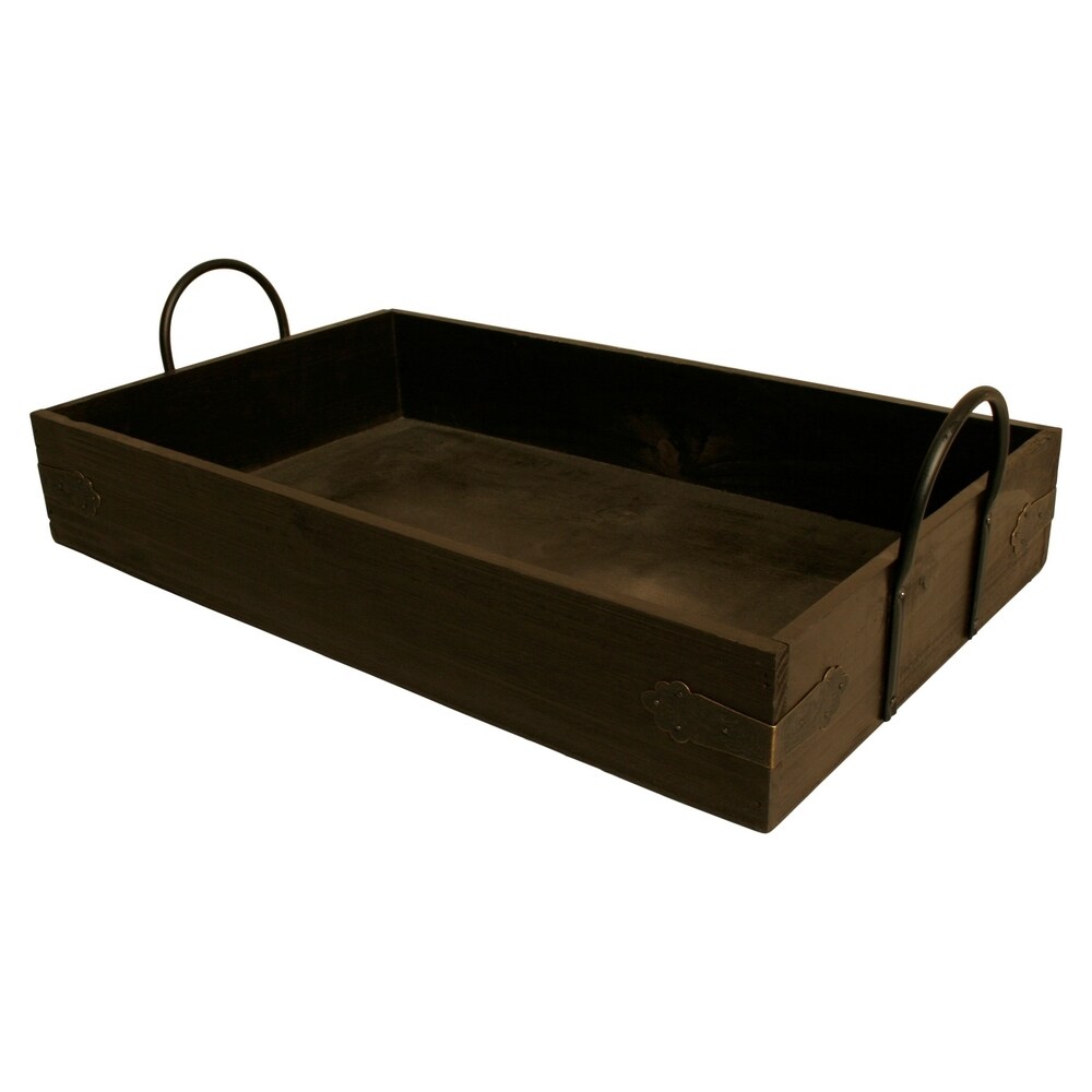 Wald Imports Brown Wood Decorative Tray